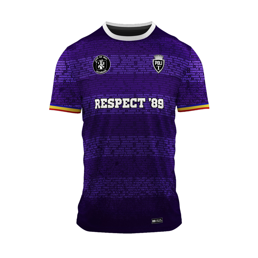Tricou-de-joc-Politehnica-Timisoara-Respect-89-violet Tricou de joc Politehnica Timisoara - Respect ’89 - violet - imagine 1
